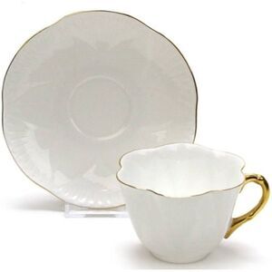 Vintage White Regency Shelley Teacup & Saucer With Gold Trim Dainty
